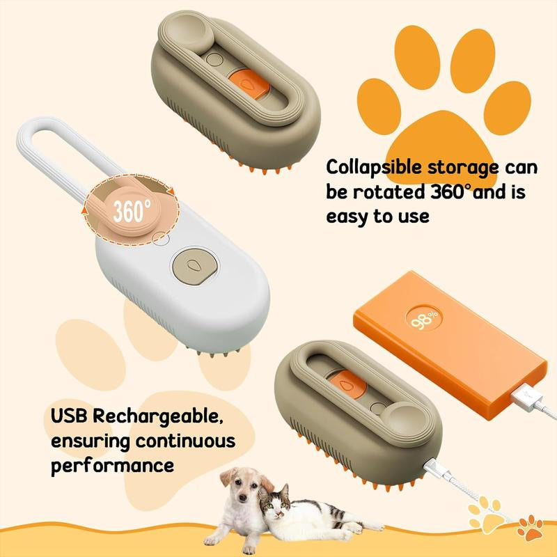 Pet Steam Brush,Cat Dog Hair Remover, Adjustable Pet Hair Remover,Pet Steamy Mist,Steam Pet Brush for Pet Hair 3-IN-1 Steamy Cat Brush Grooming Comb for Dogs Steam Brush for Cats Remove Flying Fur Steam Advanced Pet Hair Removal Comb Pet Pal Brush